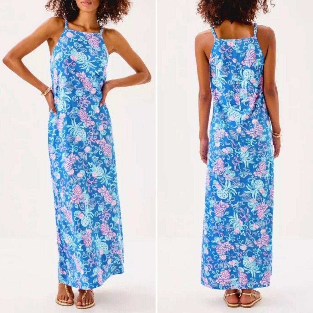 Lilly Pulitzer Kyleigh Maxi Dress In Sunwashed Citrus Crush M